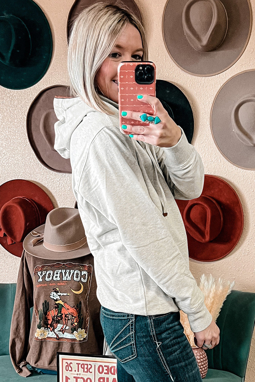 Khaki majica s kapuljačom s klokanom i džepnim kapuljačom