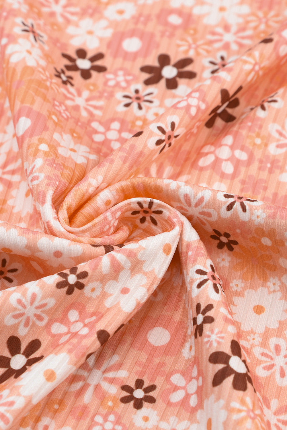 Orange Floral Knit Long Sleeve Top