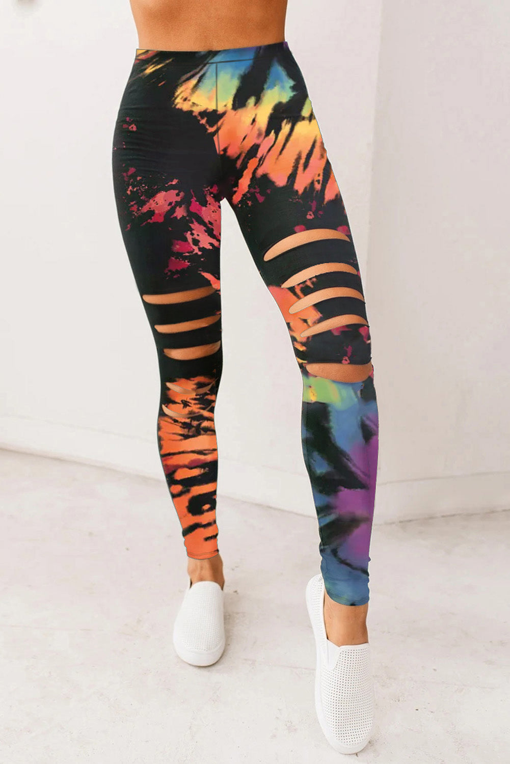 Pink Tie Dye Hollow Out Fitness Activewear Leggings