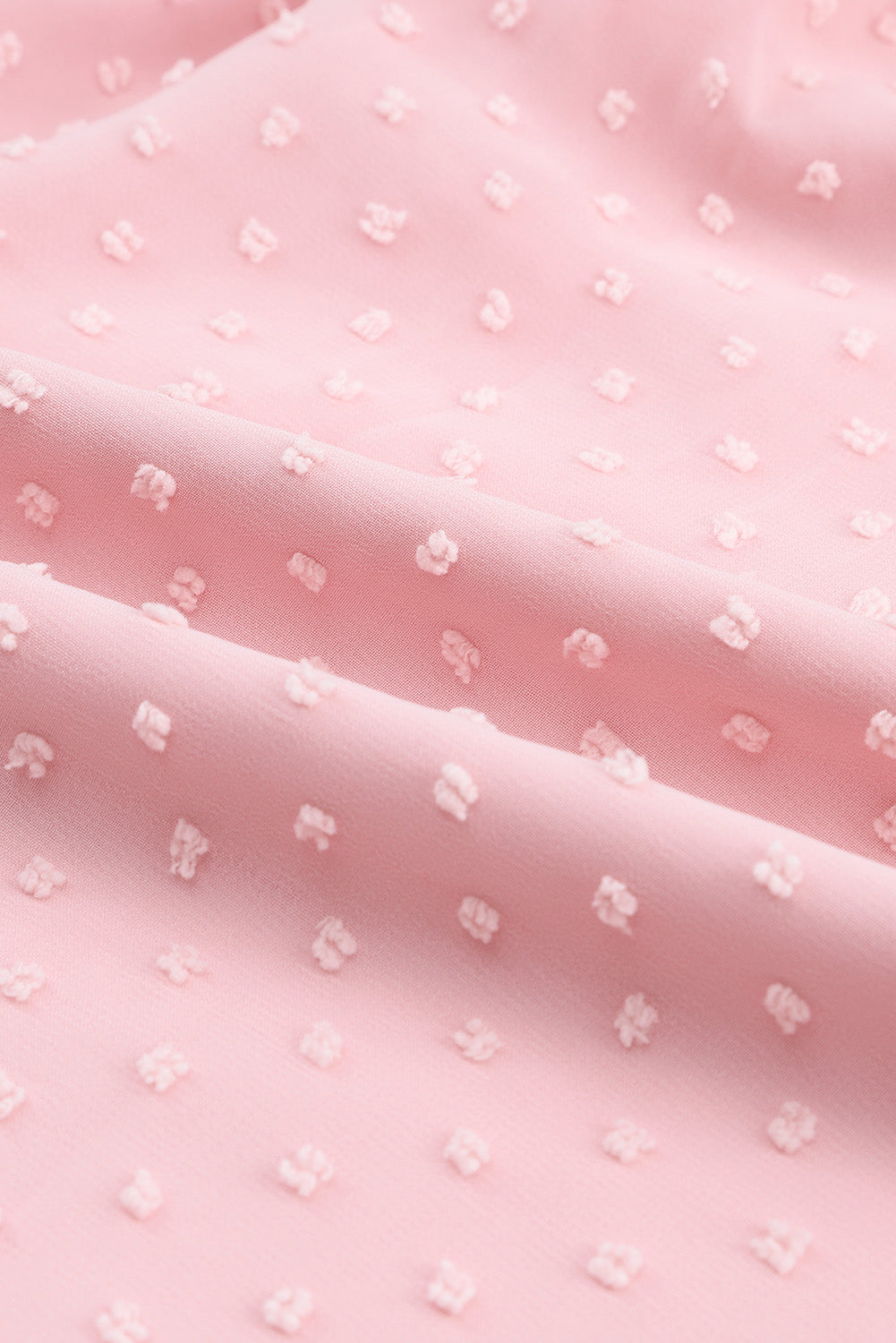 Ružičasta švicarska točkasta mini haljina s puf rukavima