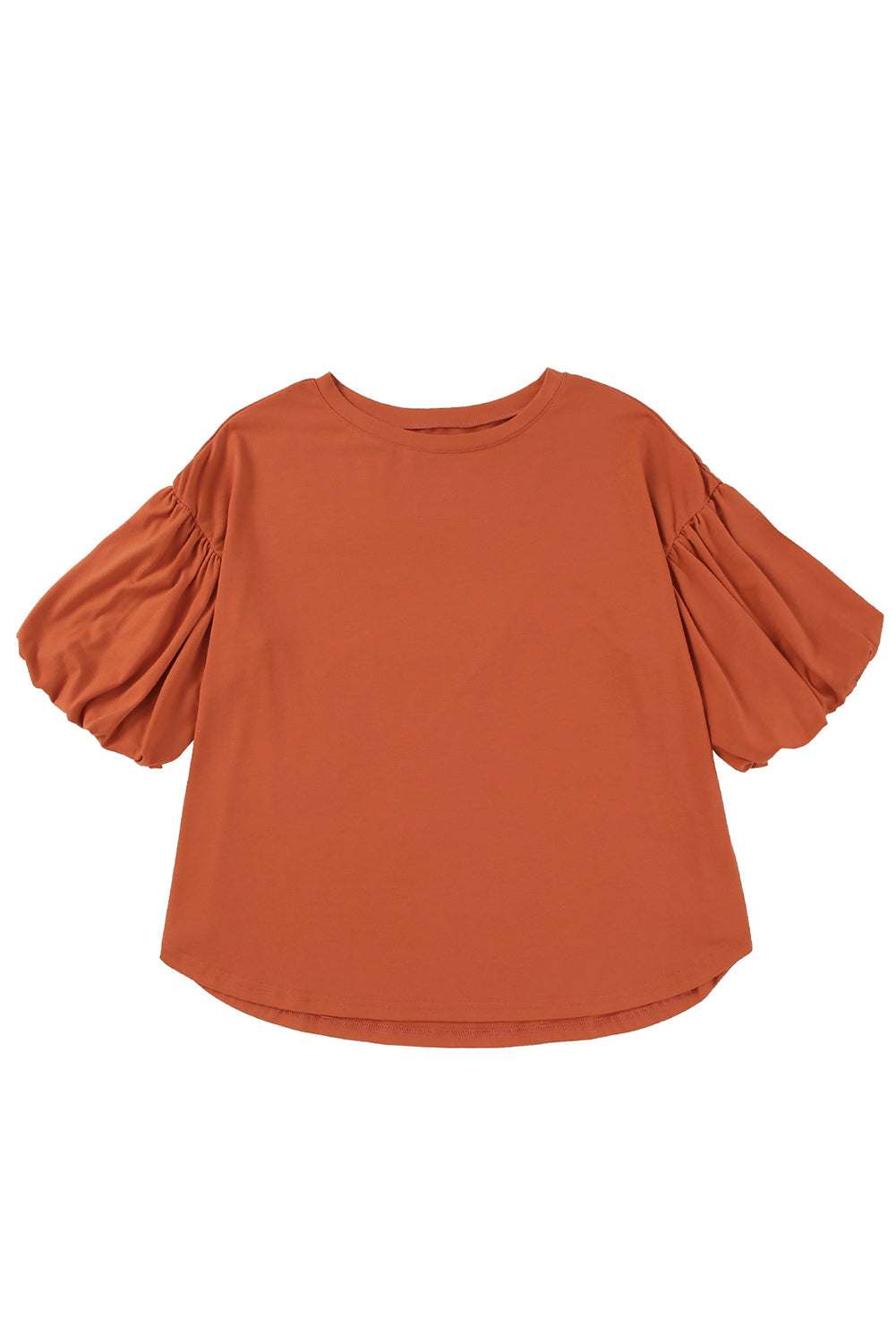 Narančasta bluza s okruglim izrezom i okruglim rukavima