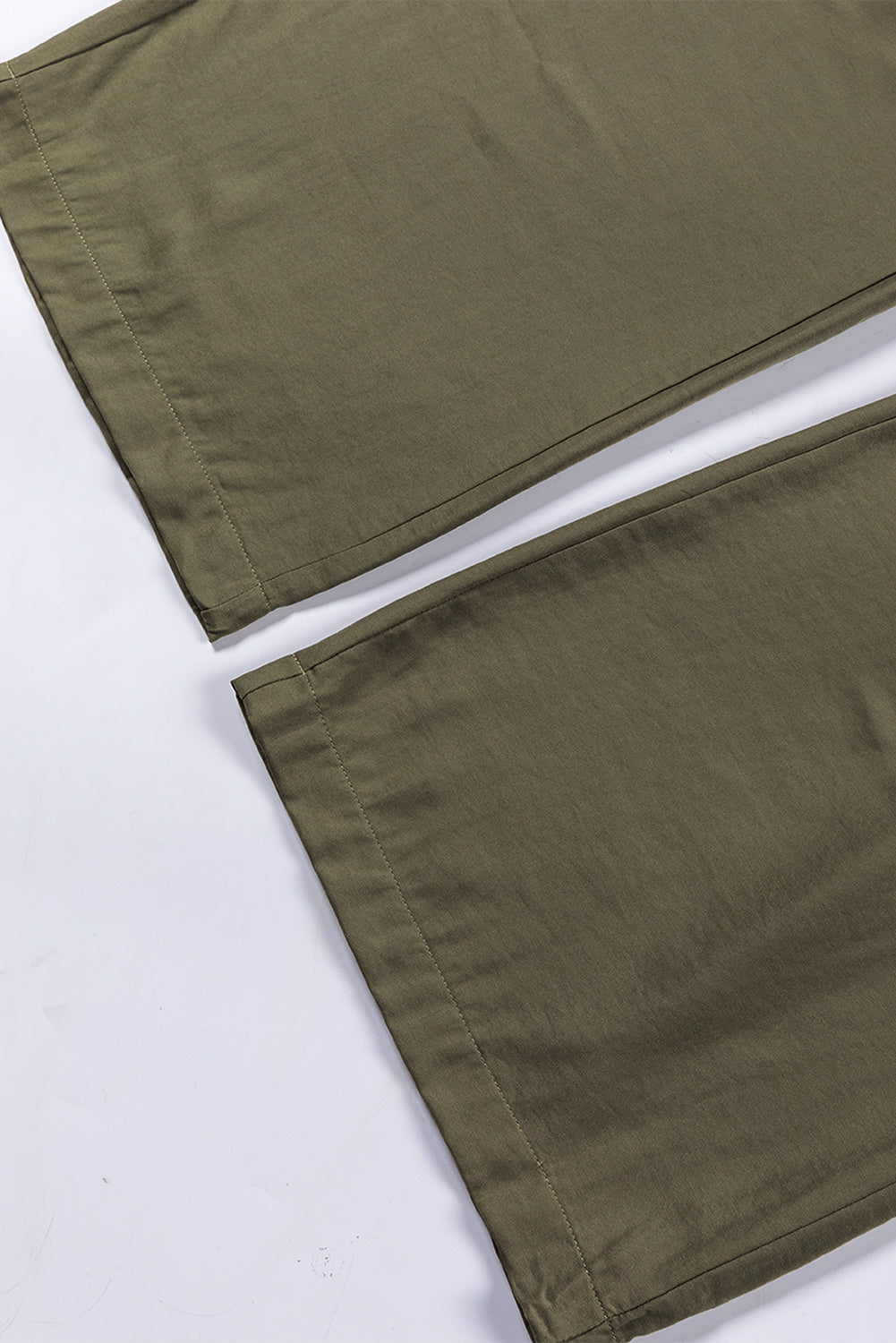 Pantalon large décontracté à taille élastique avec cordon de serrage vert marron