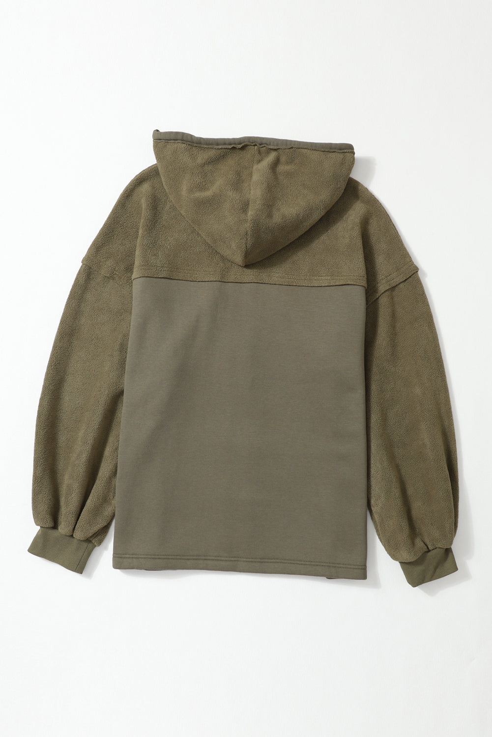 Green Flap Pocket Drawstring Hood Zip Up Jacket