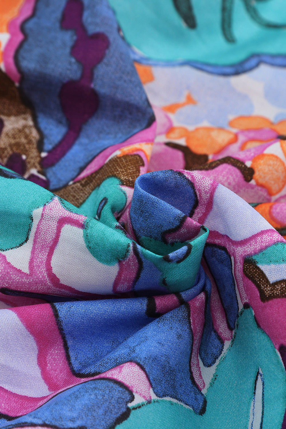 Mini-robe multicolore à imprimé floral, col en V, manches bouffantes