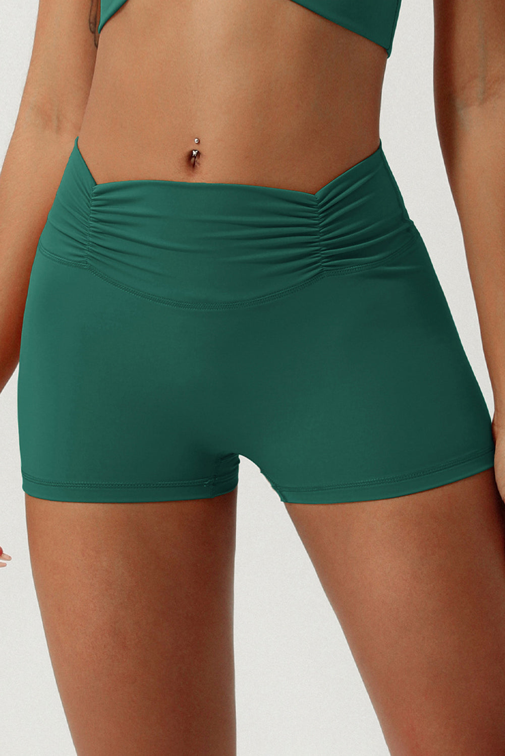 Evergreen geraffte Aktiv-Sportshorts mit hoher Taille