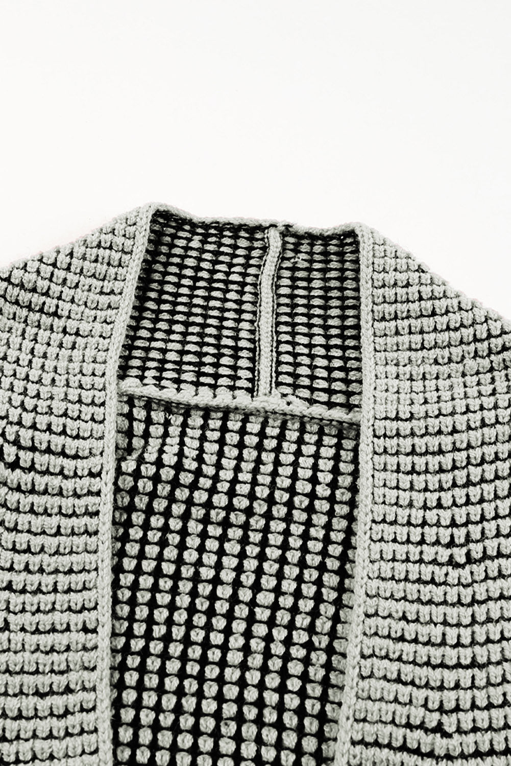 Grauer Duster-Cardigan aus strukturiertem Strick mit Taschen