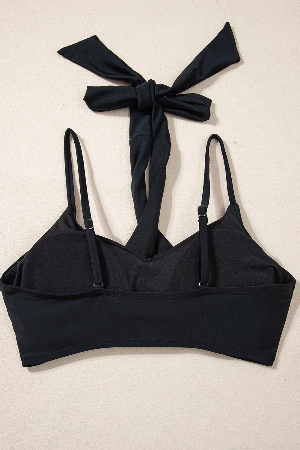 Maillot de bain bikini léopard noir croisé au dos