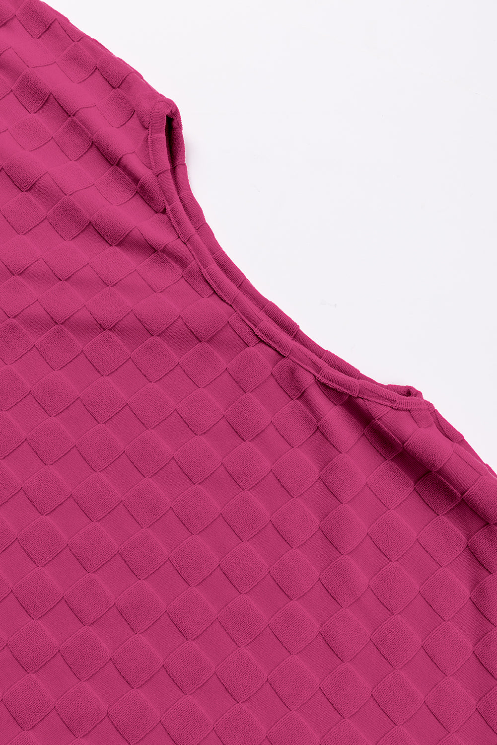 Bright Pink Checker Textured Dolman Sleeve Top