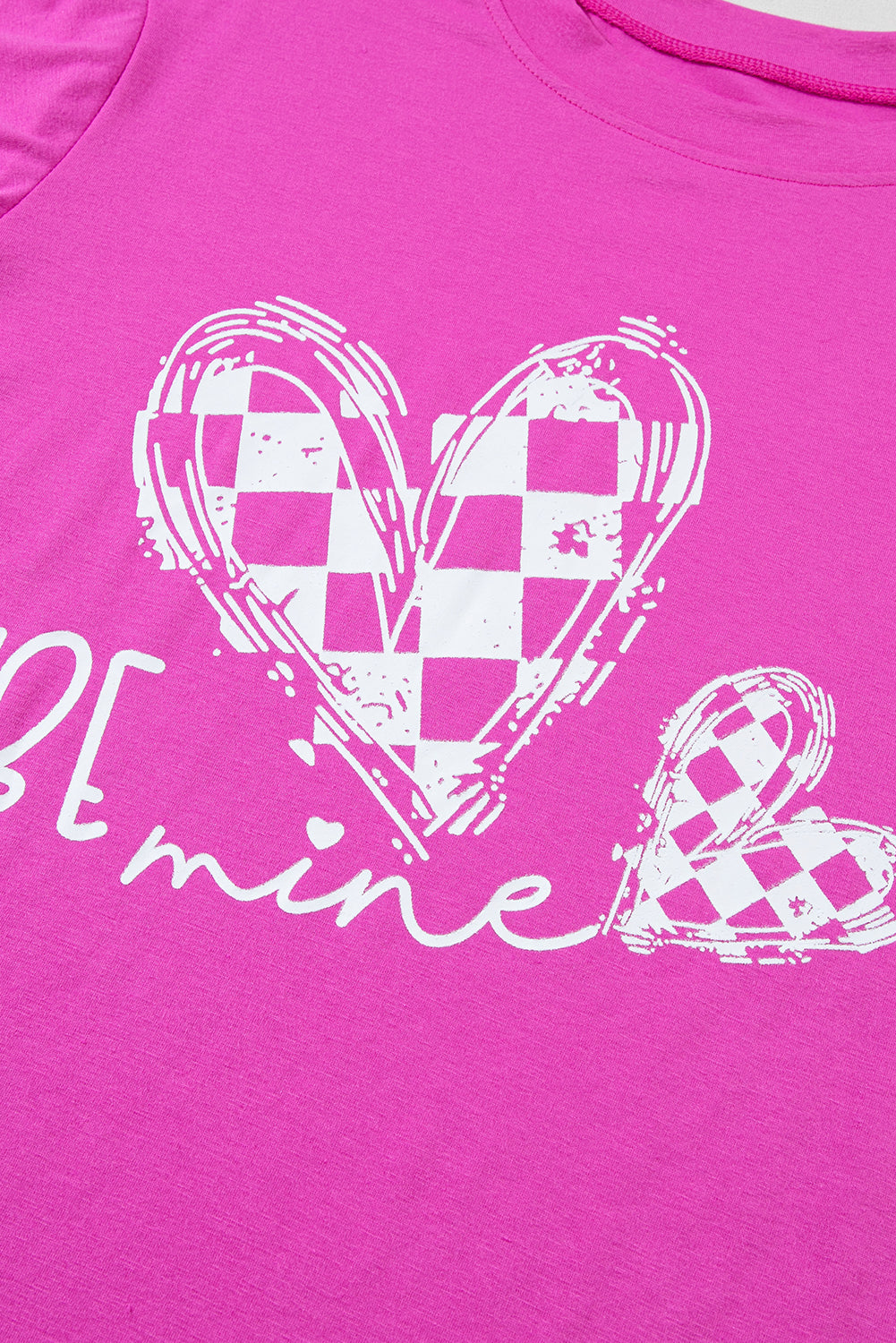 Jarko ružičasta majica s printom Be Mine Lounge set