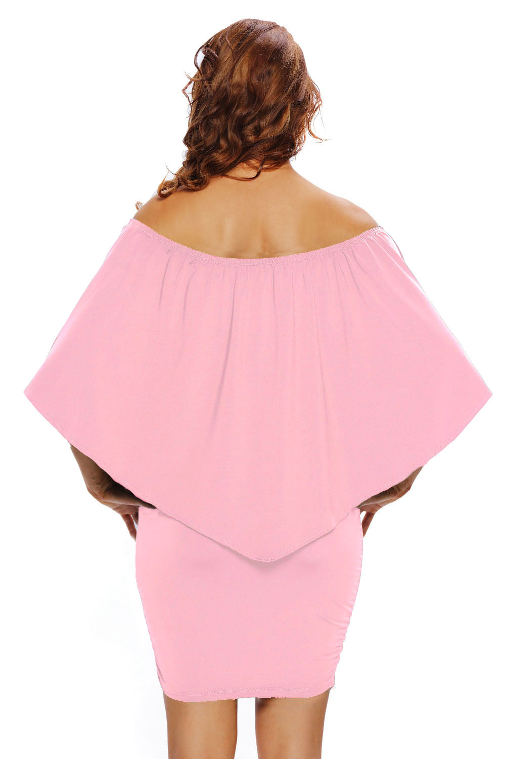 Ružičasta mini pončo haljina s višestrukim odijevanjem