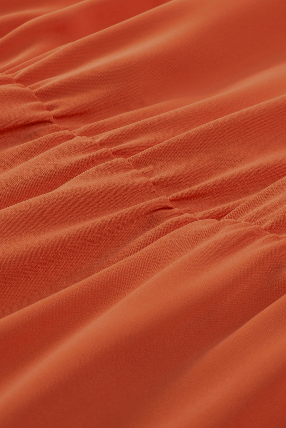 Rdeče oranžna dolga obleka brez rokavov z naboranimi robovi velike velikosti