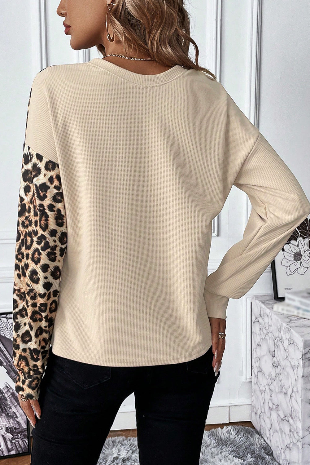 Bonbon Leopard Colorblock vafel pletena majica