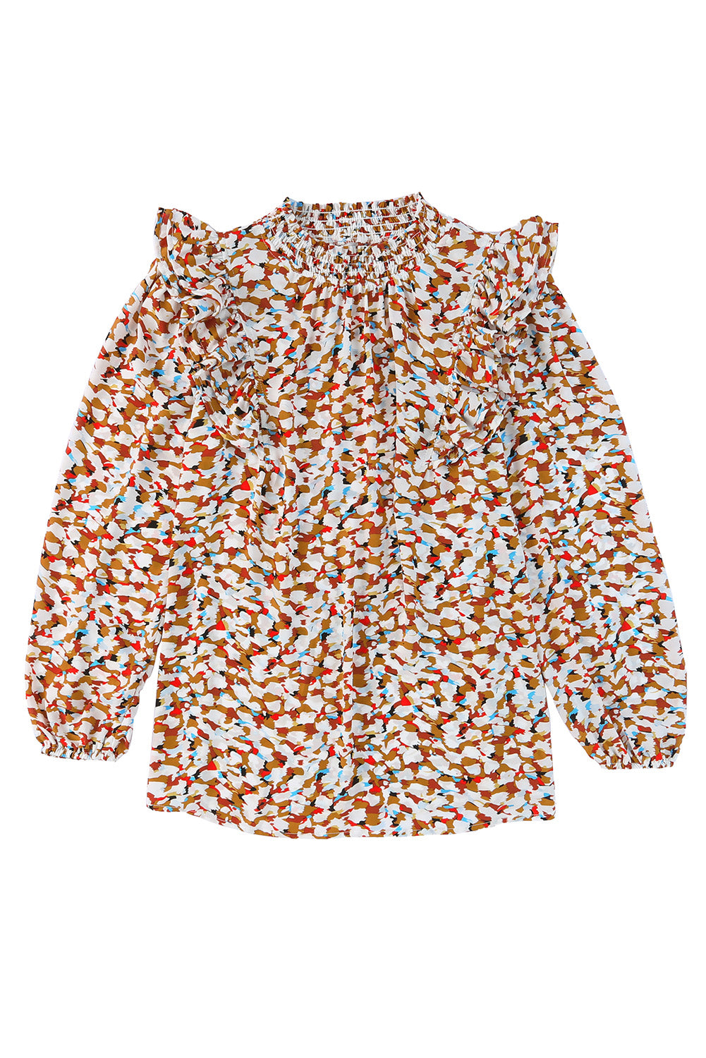 Ohlapna bluza z večbarvnim abstraktnim potiskom z mehurčki