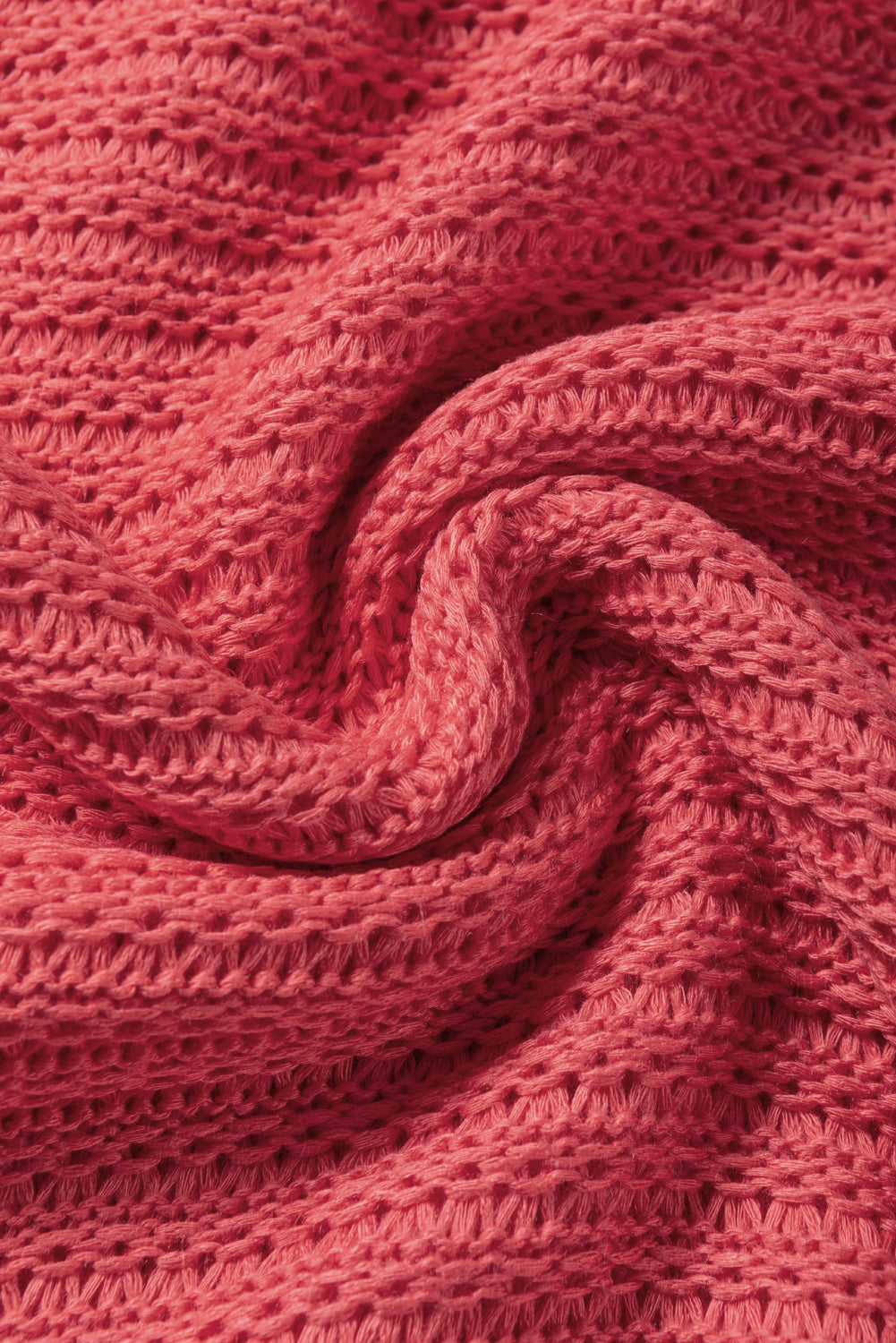 Jednobojni široki pleteni džemper kratkih dolman rukava boje đumbira