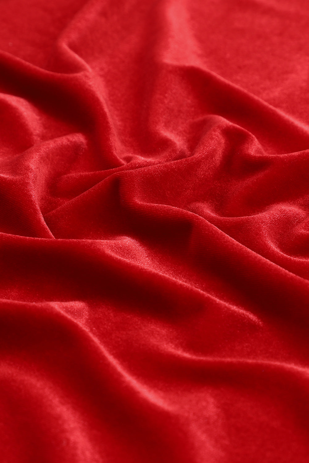 Vatrenocrveni baršunasti otvoreni prednji dugi puder s džepovima