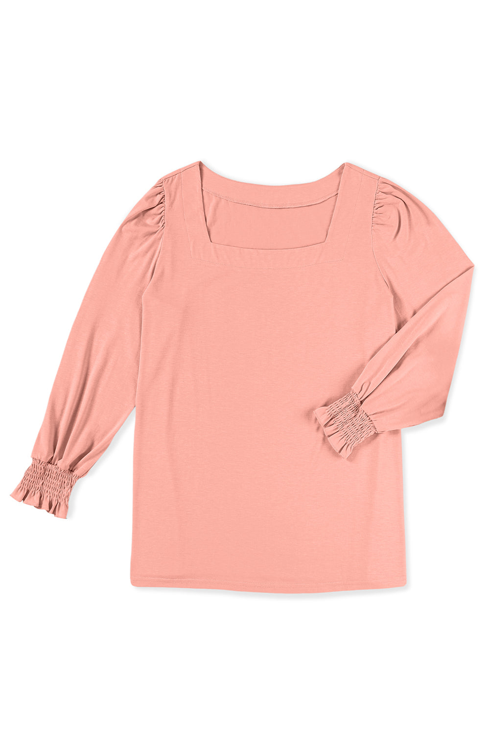 Rožnata majica s kvadratastim izrezom in rokavi velike velikosti