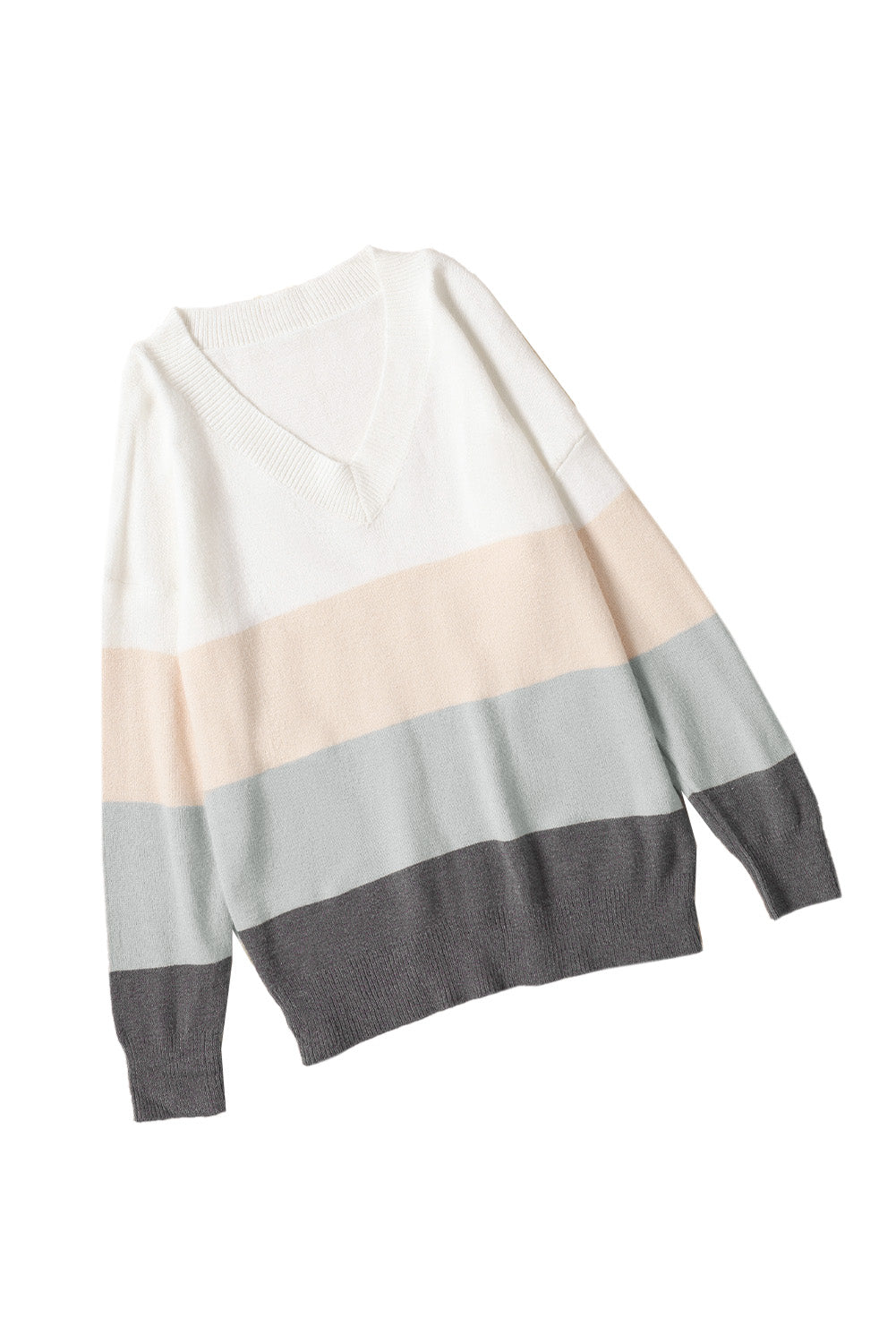 Colorblock-Pullover mit V-Ausschnitt