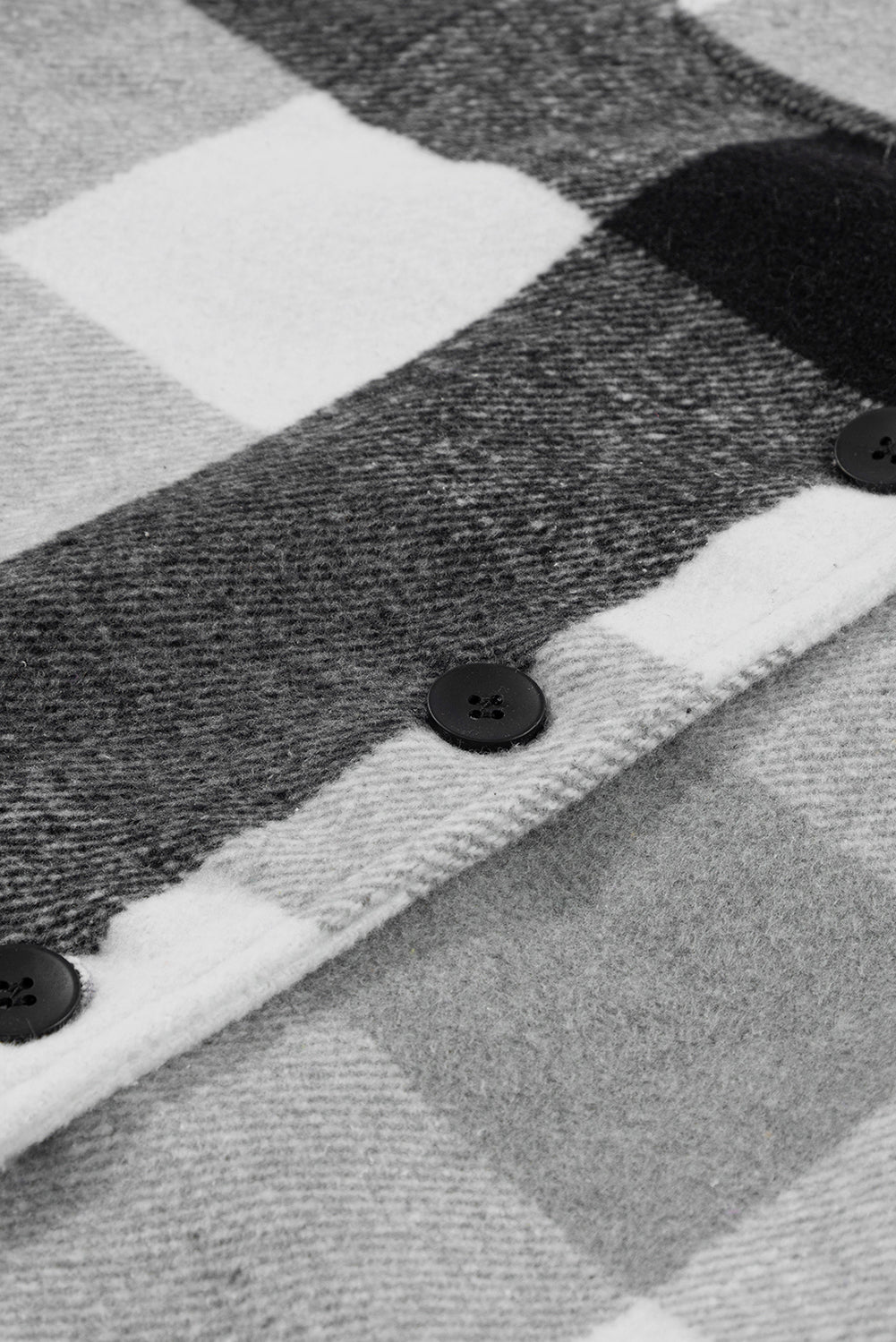 Veste longue boutonnée à carreaux gris moyen avec poche à rabat