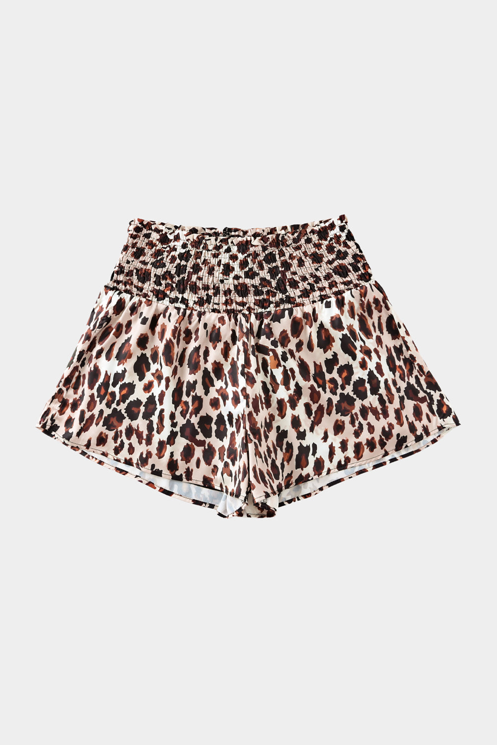 Lässige Shorts mit Leopardenmuster und gesmoktem Bund und hoher Taille