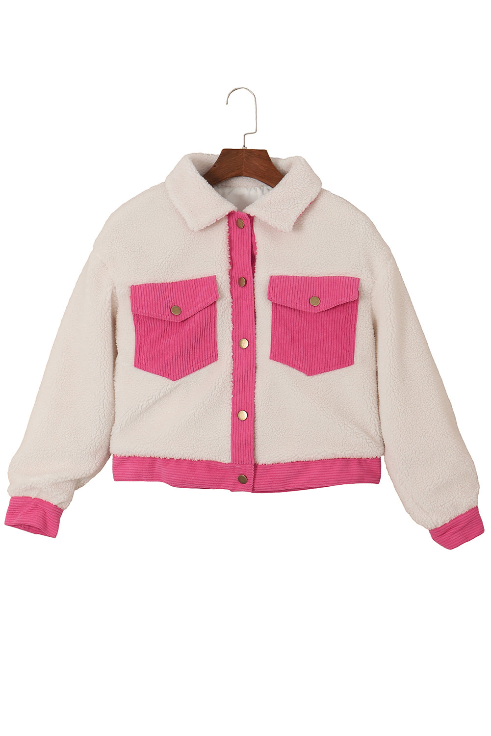 Veste courte boutonnée en velours côtelé Sherpa multicolore