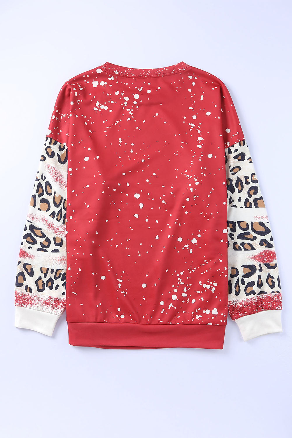 Fiery Red Tie Dye Leopard Drop Shoulder Sweatshirt