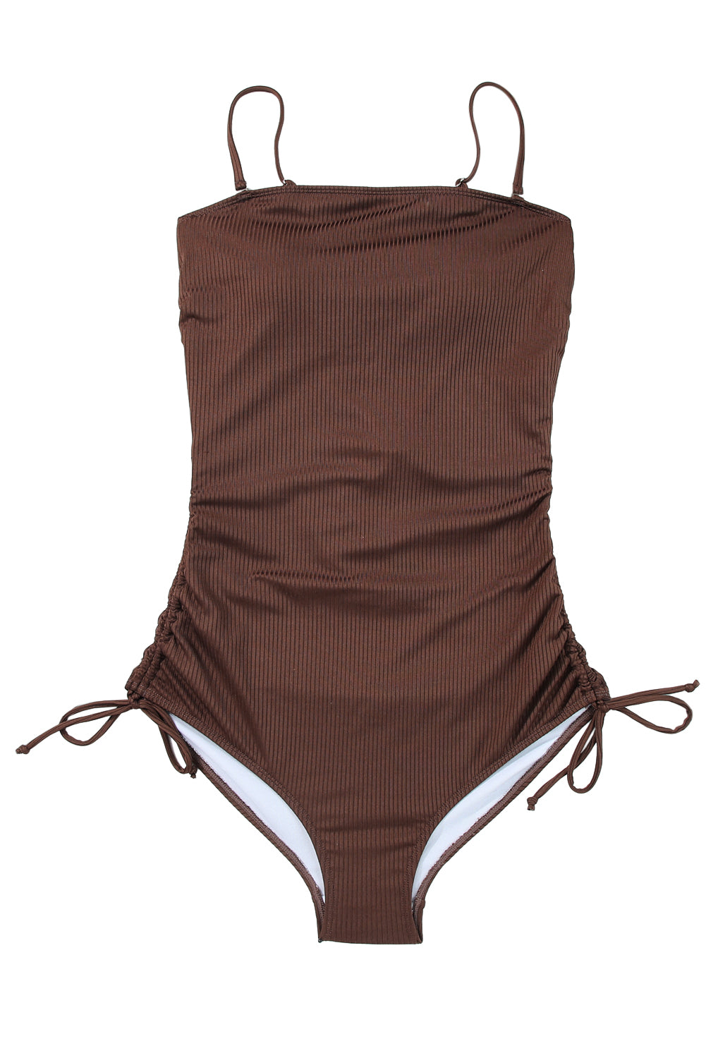 Jednodijelni kupaći kostim s rebrastim rebrastim vezicama s bočnim izrezom