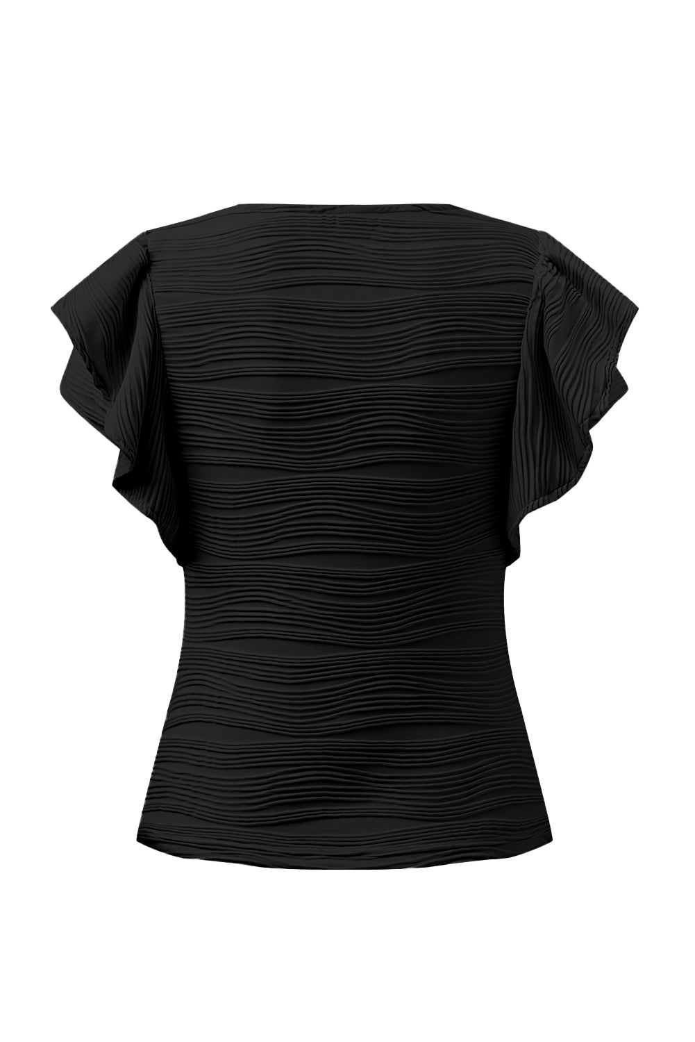 Crna majica s rukavima s valovitom teksturom