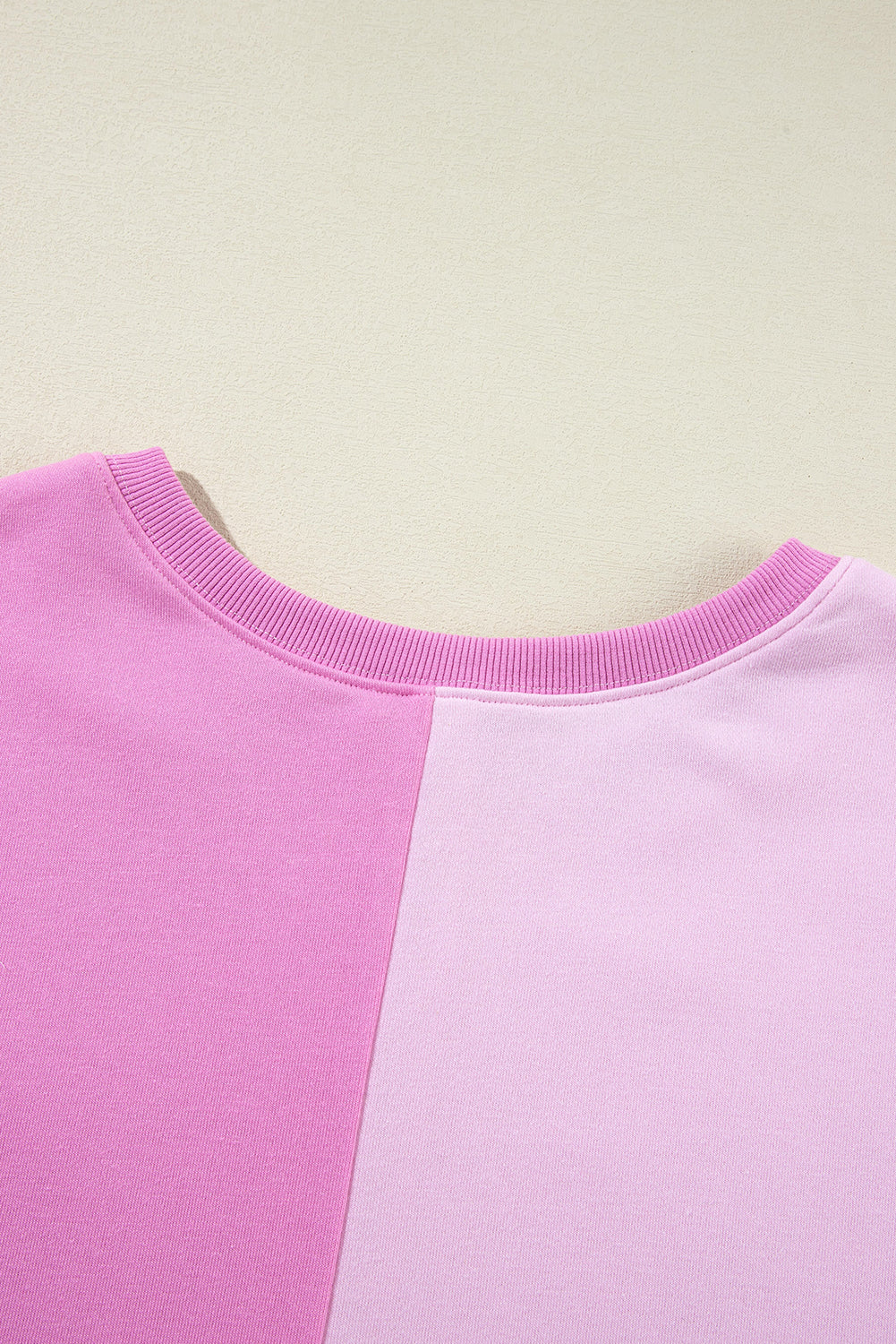 Sweat-shirt oversize rose color block Henley High Low