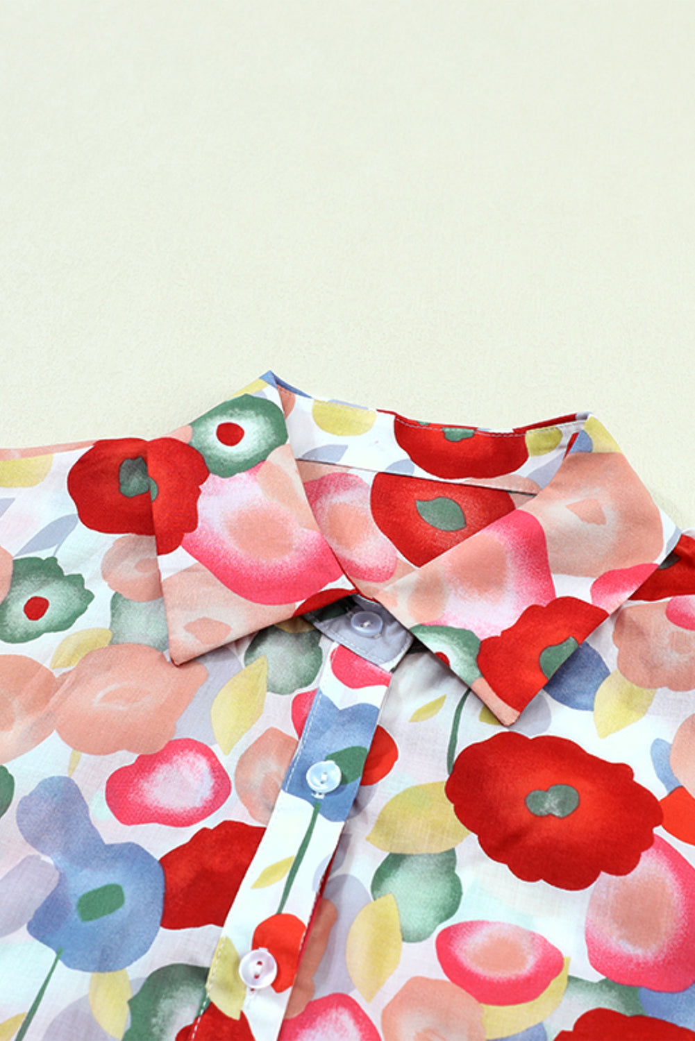 Camicia con maniche a bracciale con stampa floreale multicolor