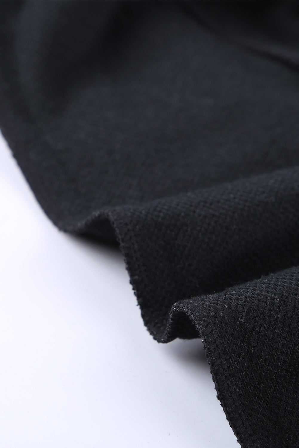 Schwarzer, melierter Pullover-Hoodie mit Druckknöpfen und Druckknopfverschluss