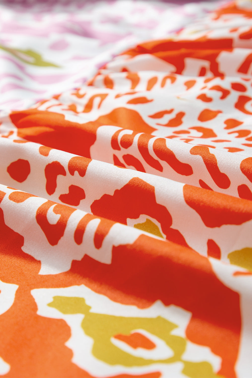 Narančasta haljina s čvorovima na naramenice s leopard blokovima boja