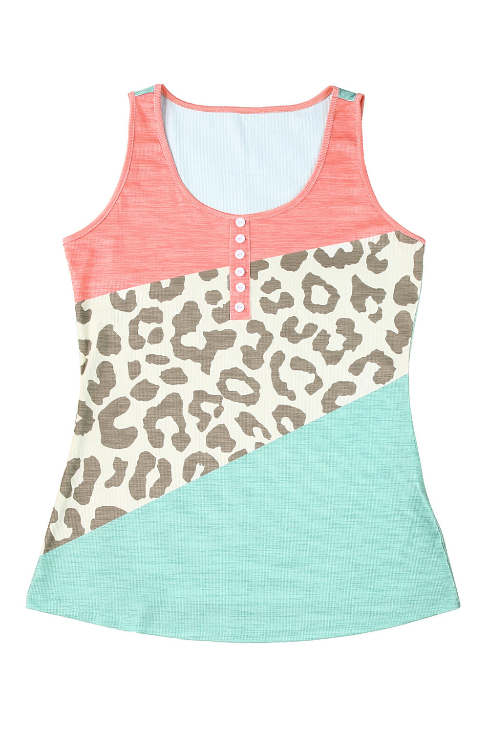 Leopard Color Block Button Ležerna majica bez rukava