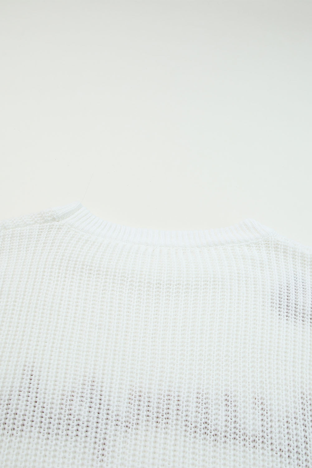 Pull en tricot côtelé à point de fil de citrouille blanc