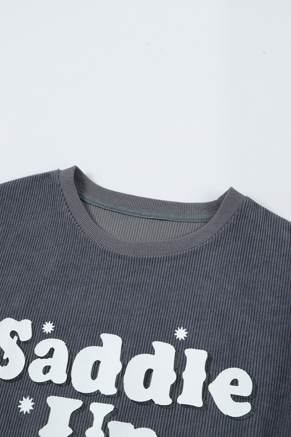 Gray Saddle Up Corded Graphic Sweatshirt