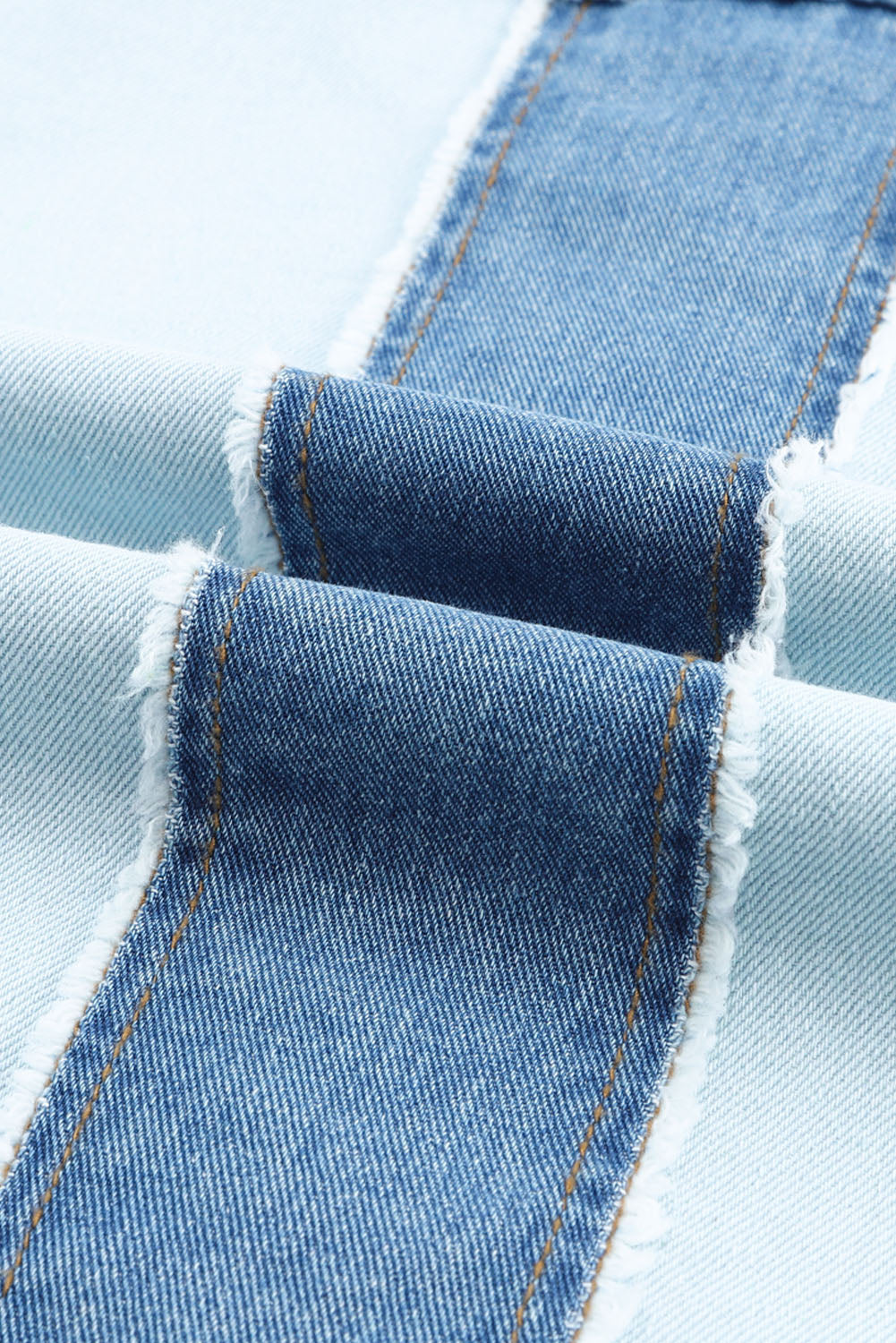 Giacca di jeans oversize patchwork sfilacciato a blocchi di colore blu