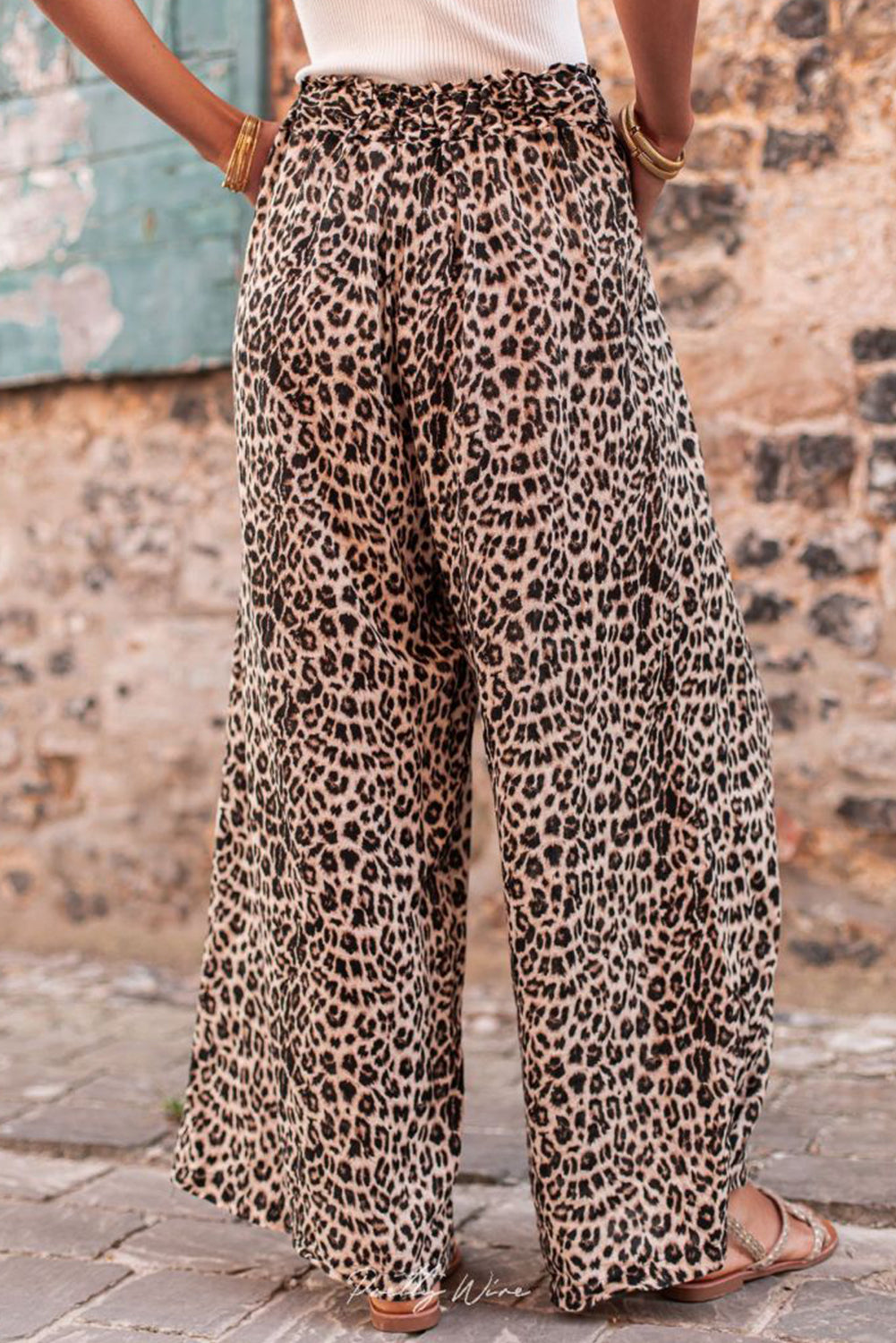 Desert Palm Boho Leopard široke hlače