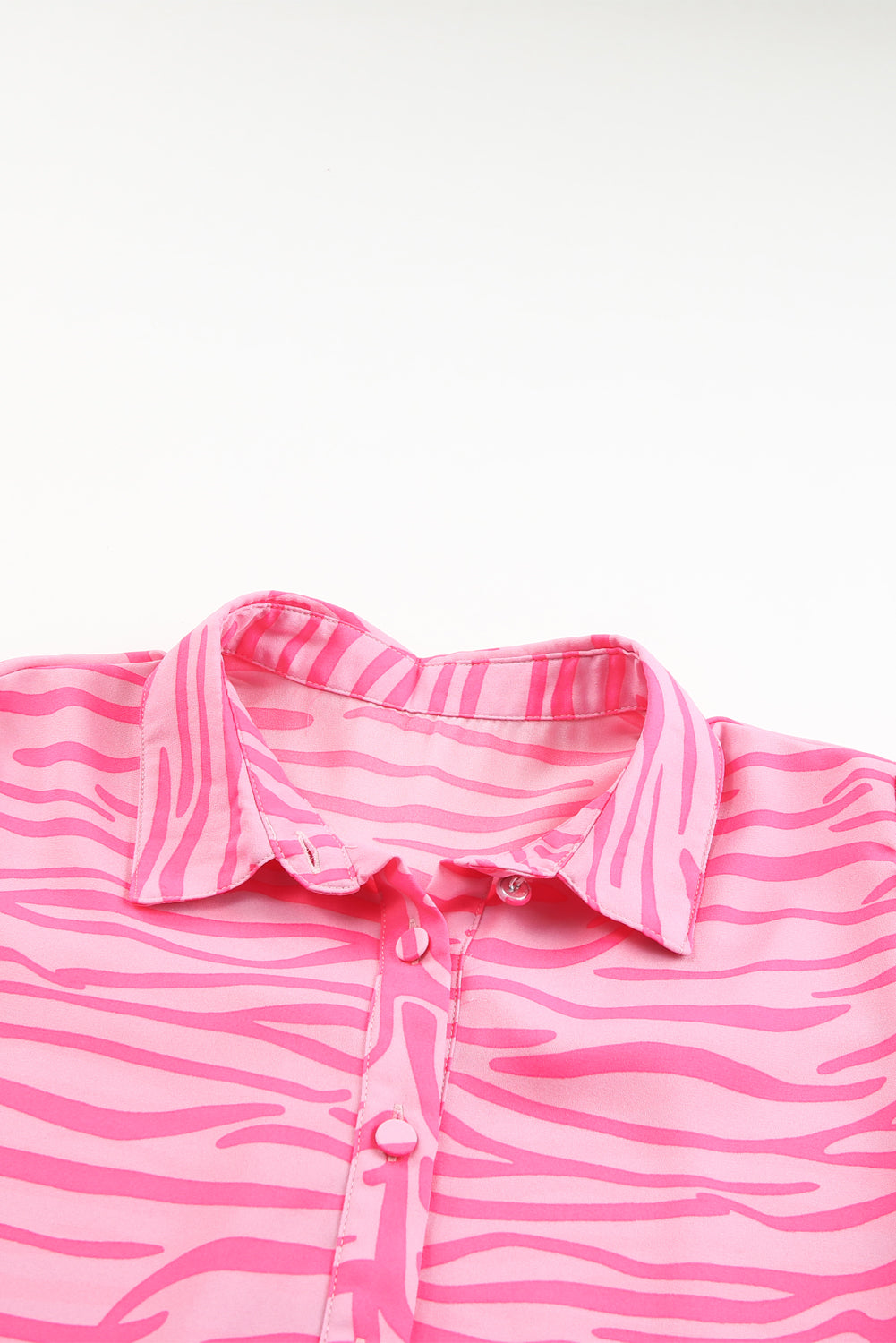 Rosafarbenes Hemd mit Zebrastreifen-Print und Laternenärmeln