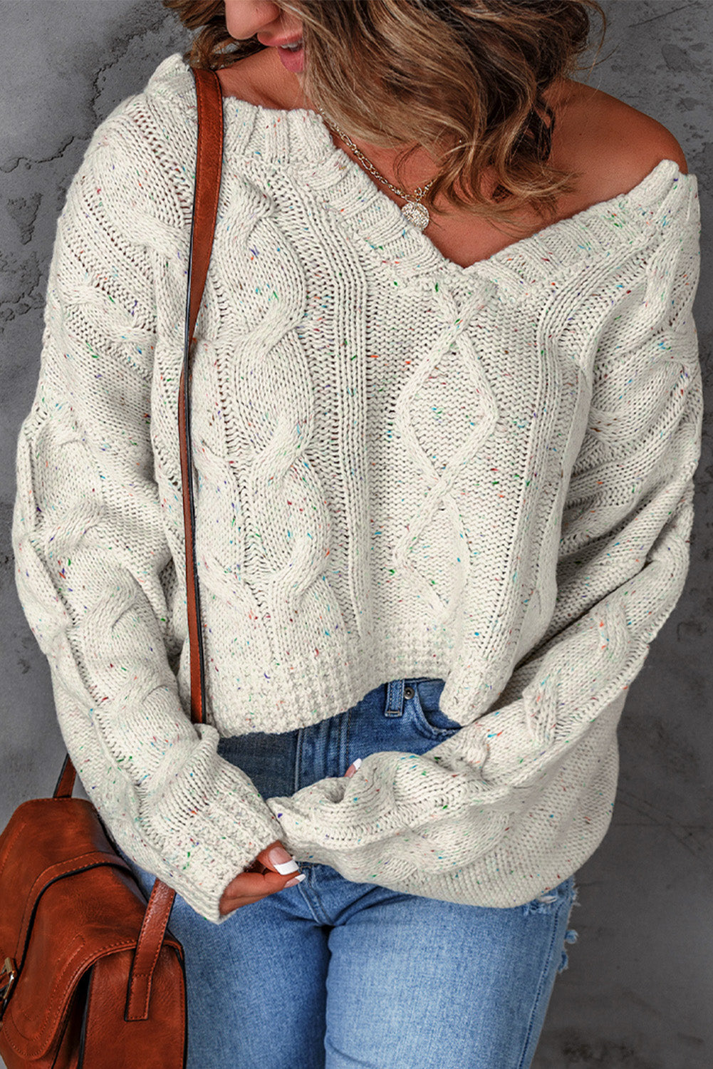 Maglione pullover con dettagli pilling multicolori bianchi