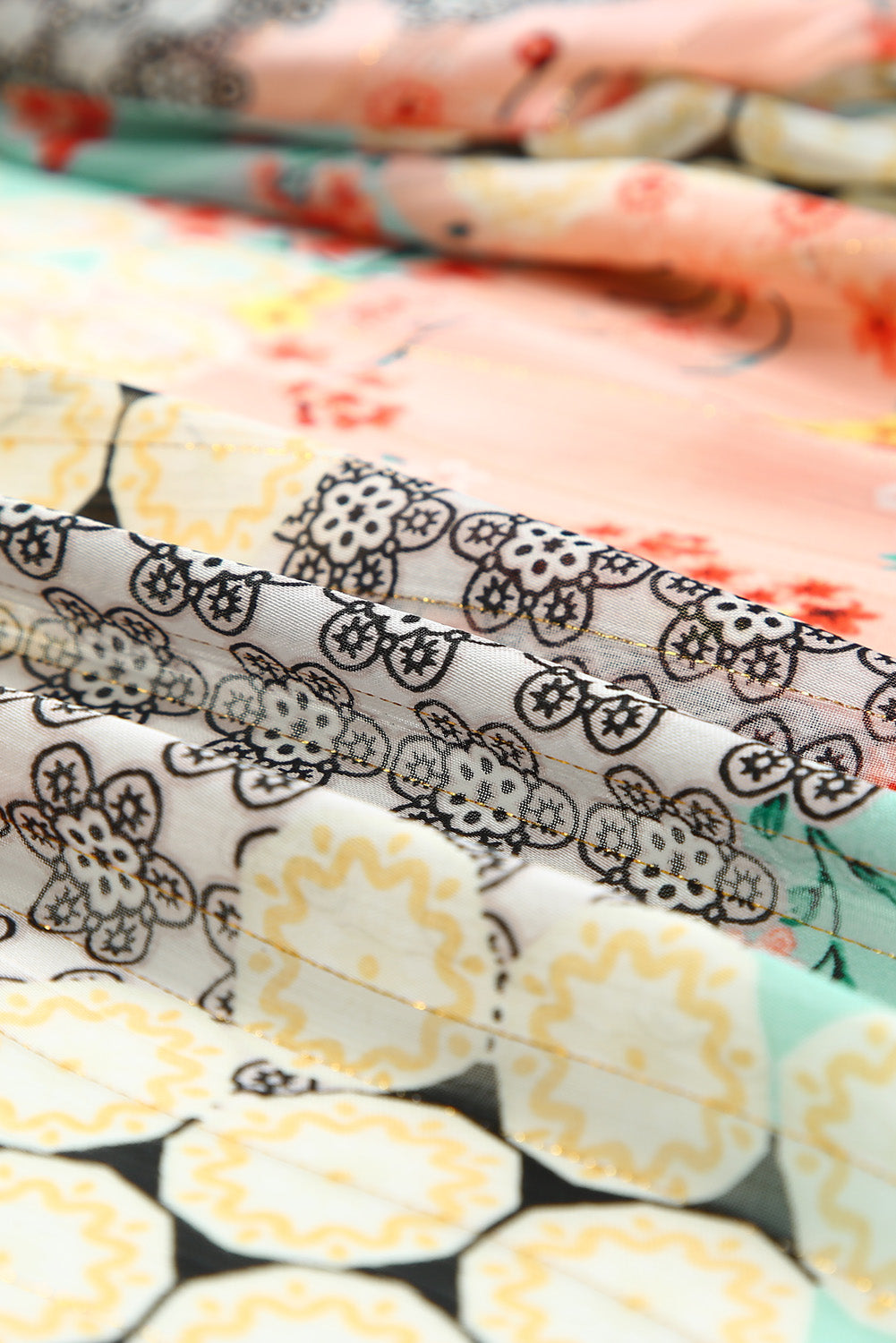 Multicolor Floral Open Sheer Shimmer Kimono