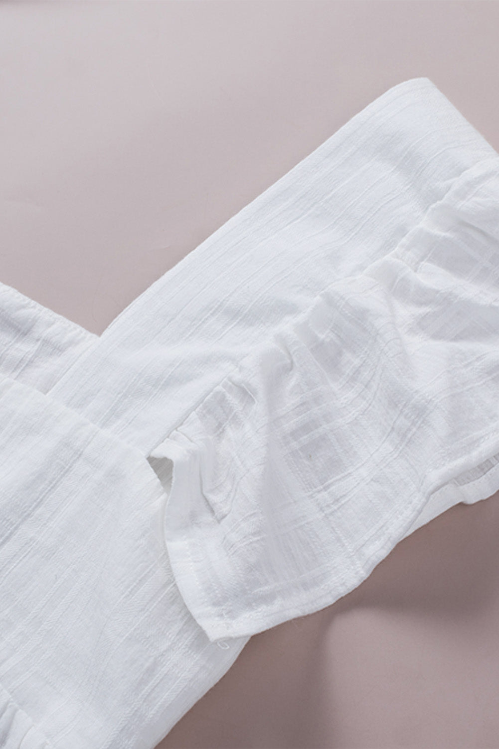 Bijela majica Babydoll s naboranom teksturom i naboranim rukavima