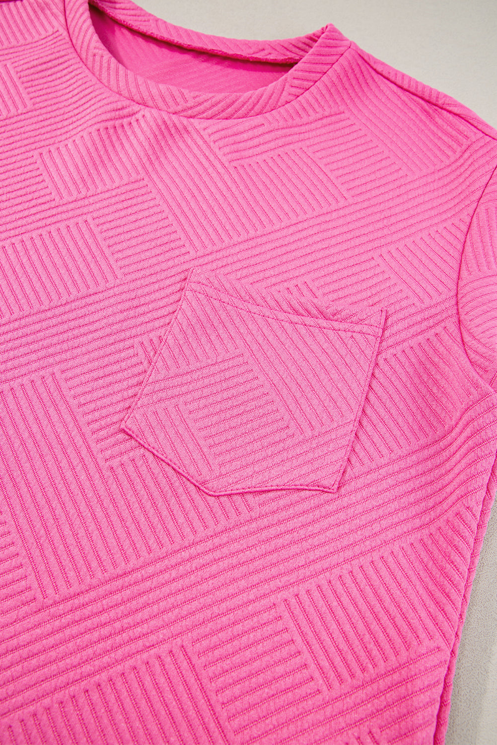 Robe t-shirt texturée rose Sachet à mancherons