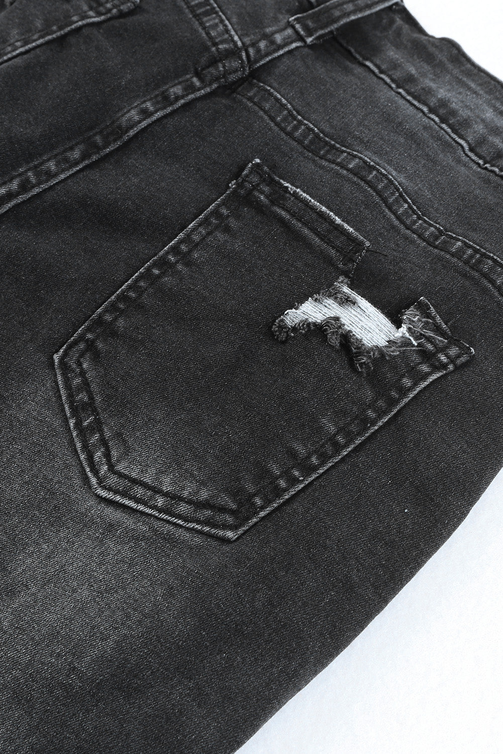 Blue Roll-up Distressed Bermuda Denim Shorts