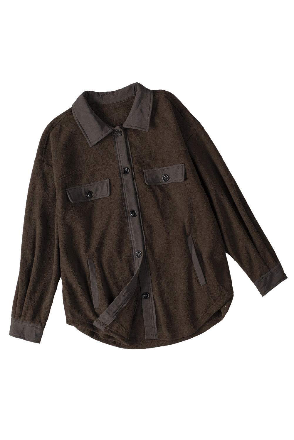 Turn Down Collar Buttoned Shirt Jacket