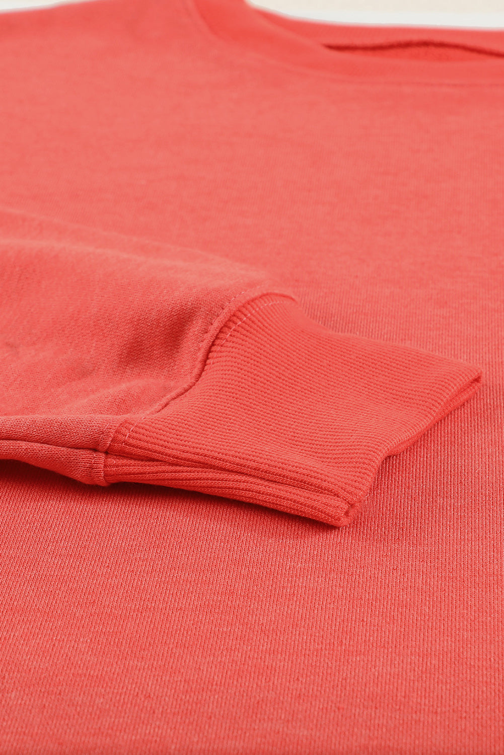 Sweat-shirt à col rond uni rouge vif
