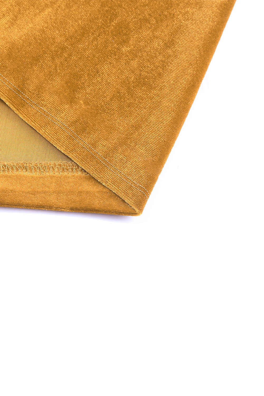 Rumen retro žameten plašč z žepi z dolgimi rokavi