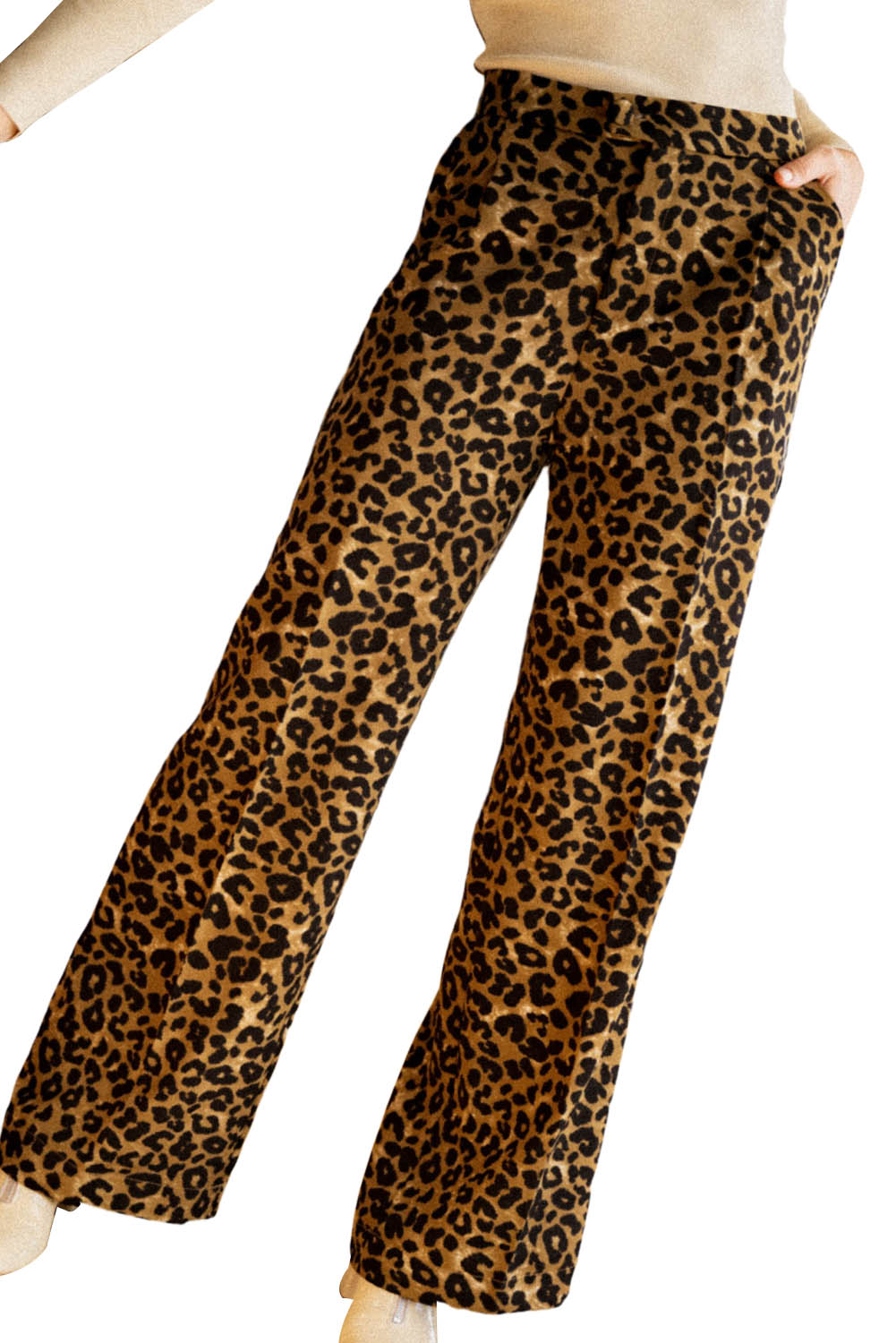 Hlače širokih nogavica s leopardovim životinjskim uzorkom