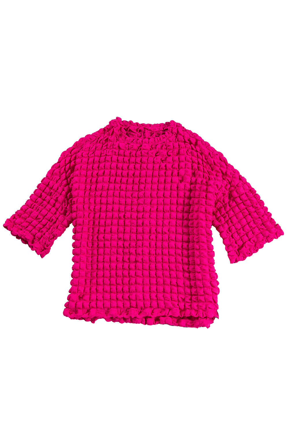 Top in maglia testurizzata a bolle rosso rosa