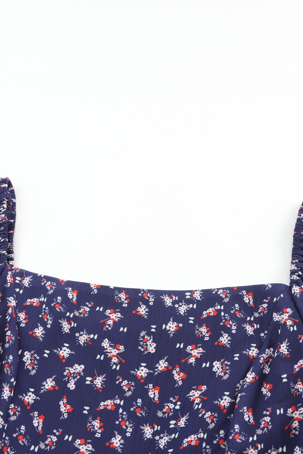 Haljina s plavim cvjetnim printom i mjehurićima s četvrtastim izrezom