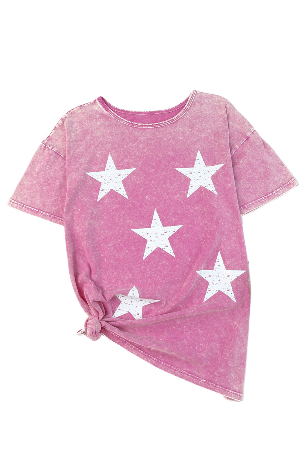 Pink Vintage Mineral Wash grafička majica s otisnutim zvijezdama
