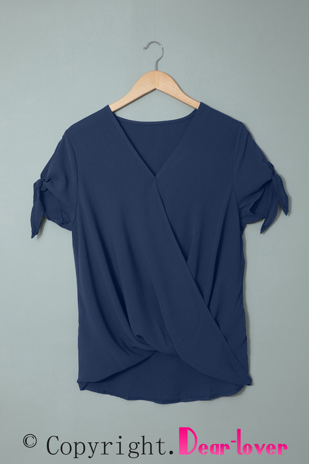 Plava karizmatična bluza s draperom